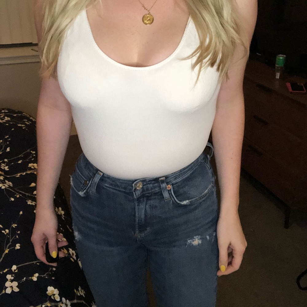 Ribbed White Bodysuit